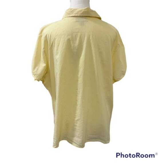 Dressbarn Light Yellow Pleated Eyelet Embroidered Tie Front Top Size 2X - Picture 3 of 12